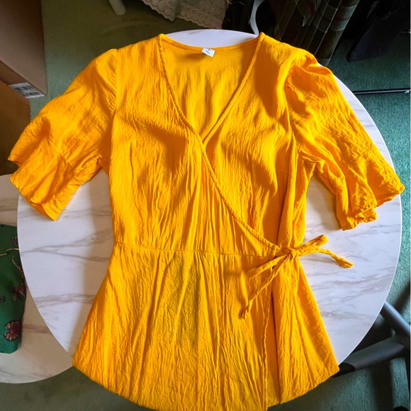 Old Navy - Mustard Yellow Wrap Dress - Size S - Picture 1 of 5